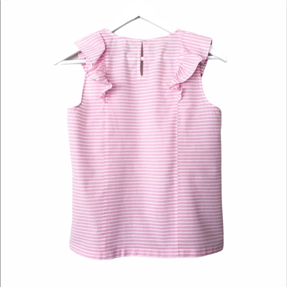 J. Crew Pink Striped Ruffle Blouse - Picture 6 of 10